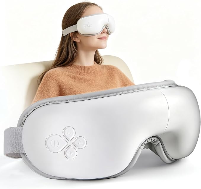 LAOBEN Eye Massager with Heat, Fathers Day Birthday Gifts for Men Women Her Him,Handheld Massager with Light-Blocking Design, Reduce Strain