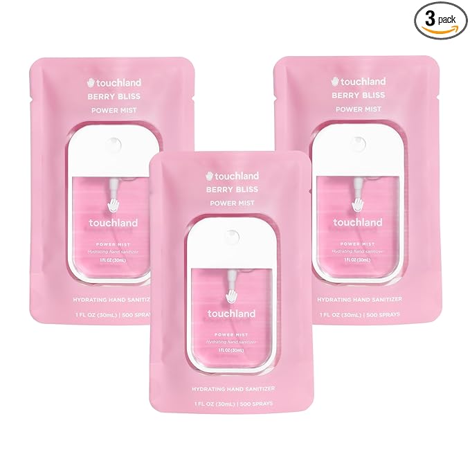 Touchland Hydrating Hand Sanitizer Spray – Berry Bliss Trio Set – 3 x 1 FL OZ Travel Size Mists