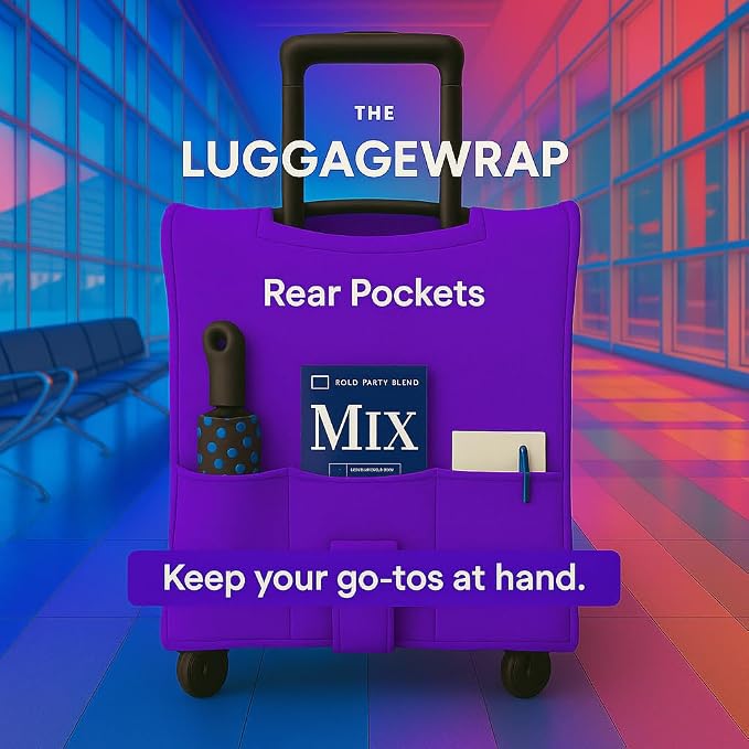 Small Purposeful Purple Water-Resistant Luggage Covers for Suitcase TSA Approved for 19"-21" - Durable Patented Design Suitcase Covers for Luggage, Fundas para Maletas, Travel Accessories