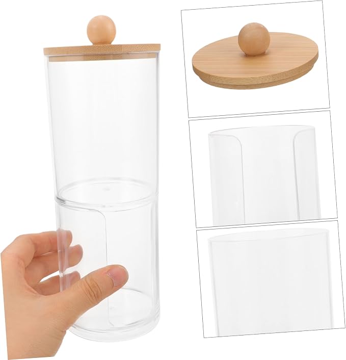 2pcs Makeup Cotton Organizer Lid Portable Round Container for Cotton Pads and Puff Storage Elegant Household Storage for Vanity and Bathroom
