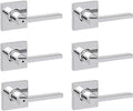Kwikset Casey Hallway Passage and Bed/Bath Privacy Door Handle 6 Pack, 3 Passage Levers and 3 Privacy Levers, Polished Chrome Reversible Interior Handles