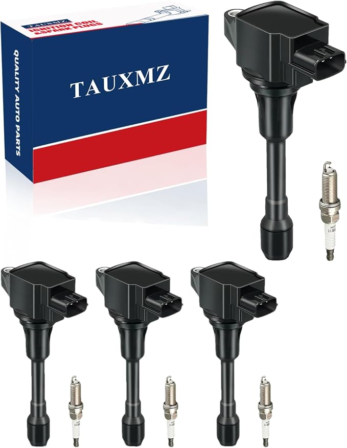 UF549 Ignition Coil Pack and 9029 Spark Plugs Compatible with Nissan 2007-2019 Altima Cube NP300 Frontier Rogue Sentra Tiida Urvan Versa XTrail 1.6L 1.8L 2.0L 2.5L, with Infiniti FX50 M56 QX70 5.6L