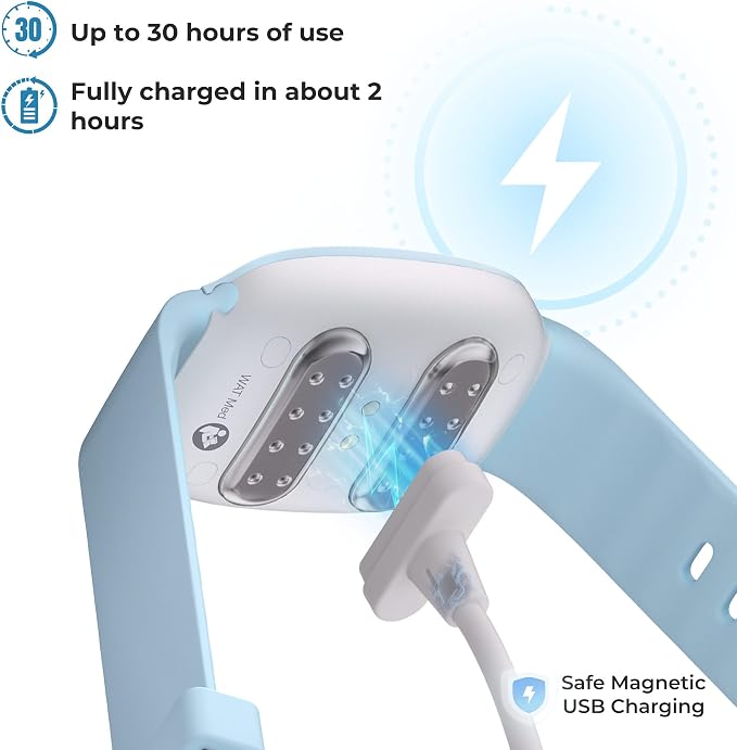 EmeTerm Fashion FDA-Cleared Relieve Nausea Electrode Stimulator Morning Sickness Motion Travel Sickness Vomit Relief Rechargeable No Gel Drug Free Wrist Bands Without Side Effects (2 Pack)
