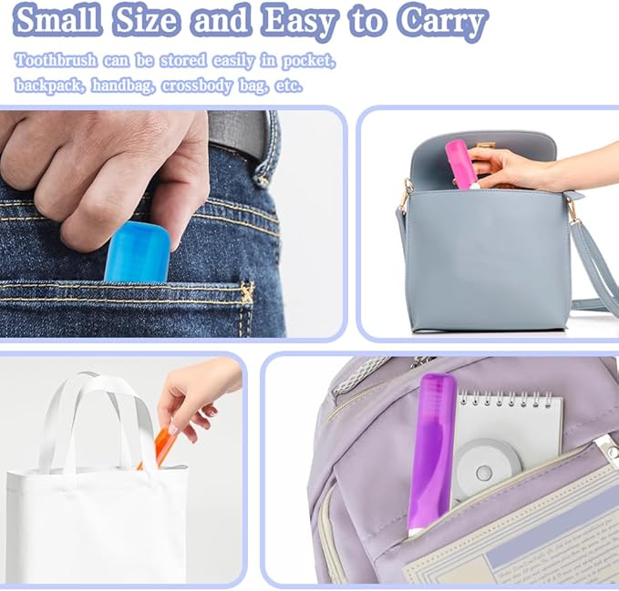 Travel Toothbrush, 12PCS Travel Toothbrush Set, Mini Toothbrushes Soft Portable Toothbrushes Travels with Tooth Brush Cover Small Folding Toothbrush Individually Wrapped for Camping Home