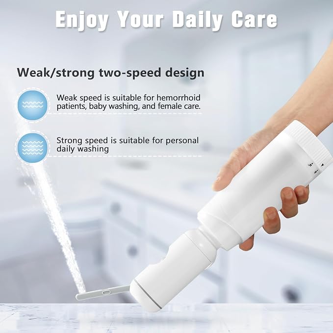 Upgrade SPACEREST Portable Bidet for Travel with 360ml Bottle, No Noise & Waterproof Handheld Sprayer, Rechargeable Electric Portable Bidet for Women & Men, Personal Hygiene & Postpartum Care