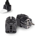 OREI USA to Europe (Schuko) Travel Adapter Plug - 2 in 1 Type E/F Plug Adapter Perfect for Laptop, Camera Charger & More - CE Certified - RoHS Compliant - 2 Pack - Black Color
