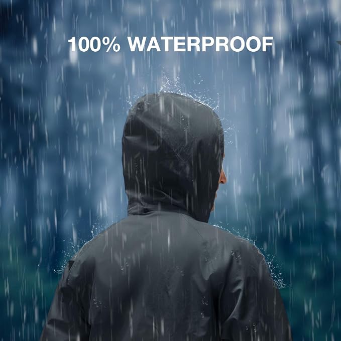 TIDEWE Rain Suit, Waterproof Breathable Lightweight 2 Pieces Rainwear
