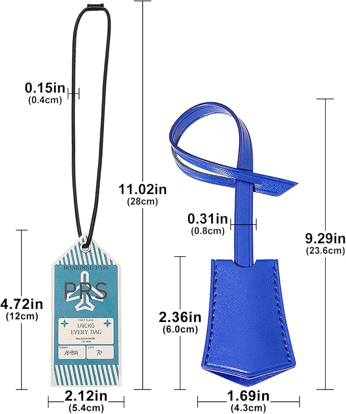 Microfibre Leather Tag for Luggage Bag or Suitcase, Decorative Hang Tag for Speedy 25 30 35 Handbag(Boarding Pass-Blue Tag)