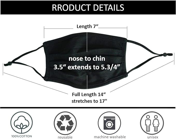 Simlu Unisex Reusable Fabric Face Mask, 2 Layer, Washable, Black Face Mask