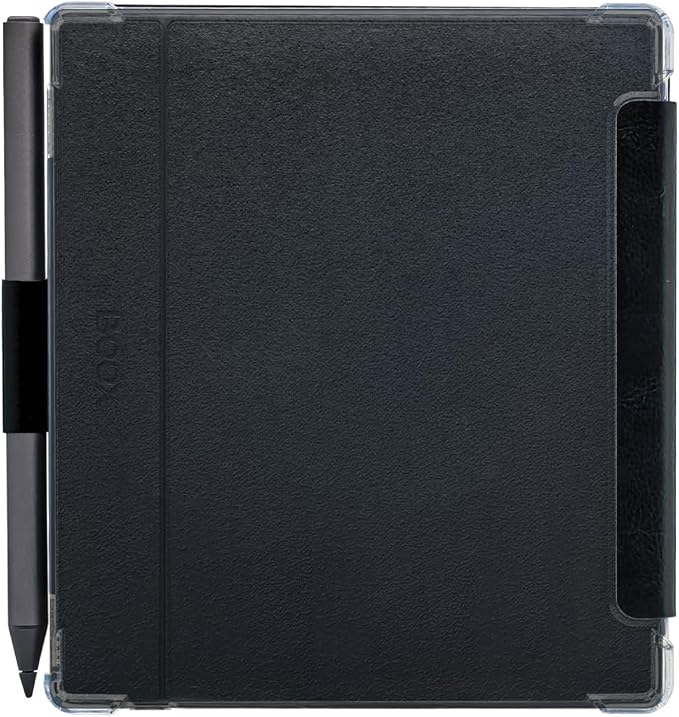 Pen Holder Case for Onyx Boox Go Color 7 (Gen 1/2, 2024/2025) / Boox Go 7 Ultra-Thin Enhanced Auto Sleep/Wake Cover with Transparent TPU Back & Magnetic Closure (Black)