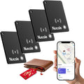 Apple MFi Certified Wallet Tracker-Small Smart Tracking Card for Apple Find My(iOS Only), Magnetic Rechargeable iPhone Card, IP68 Waterproof,Item Tracker Card for Key,Wallet,Bag (4-Black)