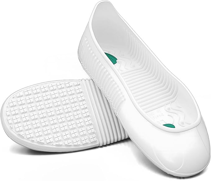 LG01 Crews Crew Guard Fuel oil Resistant (FO) Shoe Covers- CE/ASTM Anti-slip & Waterproof Rubber Overshoes for Work, Non-Slip Safety Protectors for Kitchen/Medical/Industry (White, XL（US Men 8-9.5）)