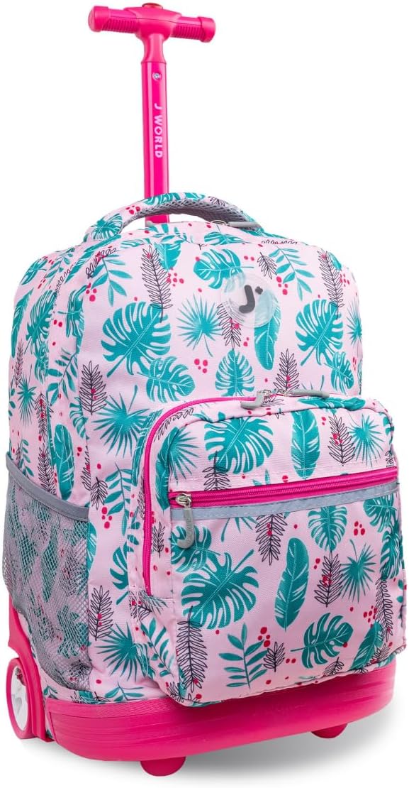 J World New York Sunrise Rolling Backpack Backpack, PALM LEAVES