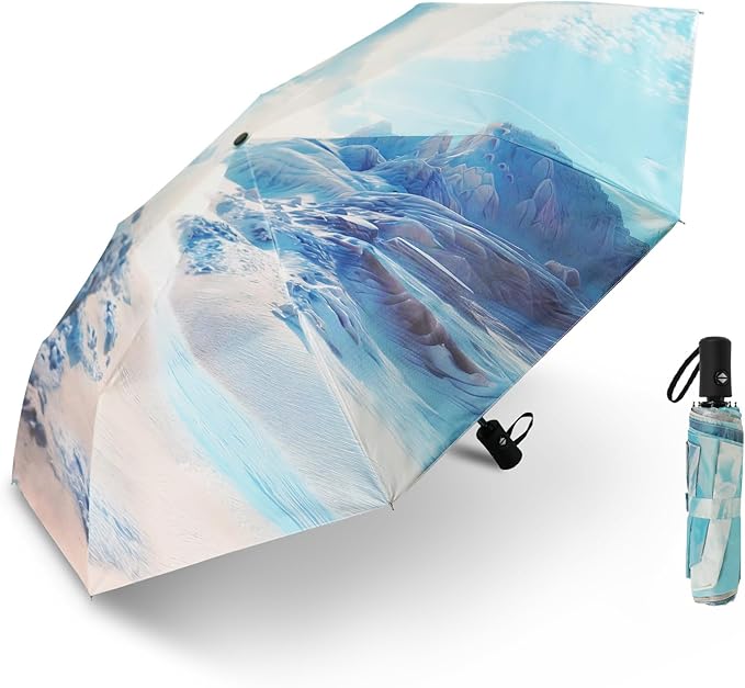 SY COMPACT Travel Umbrella - Windproof Automatic Compact Umbrella for Rain, Lightest 8-Rib, Small, Strong & Portable, Durable Grip, Fits Backpack & Car, Factory Direct (UV Available)