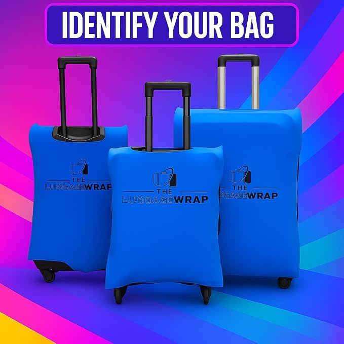 Small Breezy Blue Water-Resistant Luggage Covers for Suitcase TSA Approved for 19"-21" - Durable Patented Design Suitcase Covers for Luggage, Fundas para Maletas, Travel Accessories