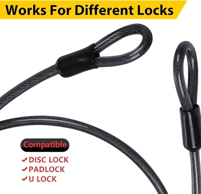 DELSWIN Heavy Duty Security Cable with Loops - 30FT Long Bike Lock Cable, 3/8 Inch (10mm) Thick Cut-Resistant Braided Steel Cables, Vinyl Coated for Bicycle, Boat, Kayak, Generator, Outdoor Patio Set