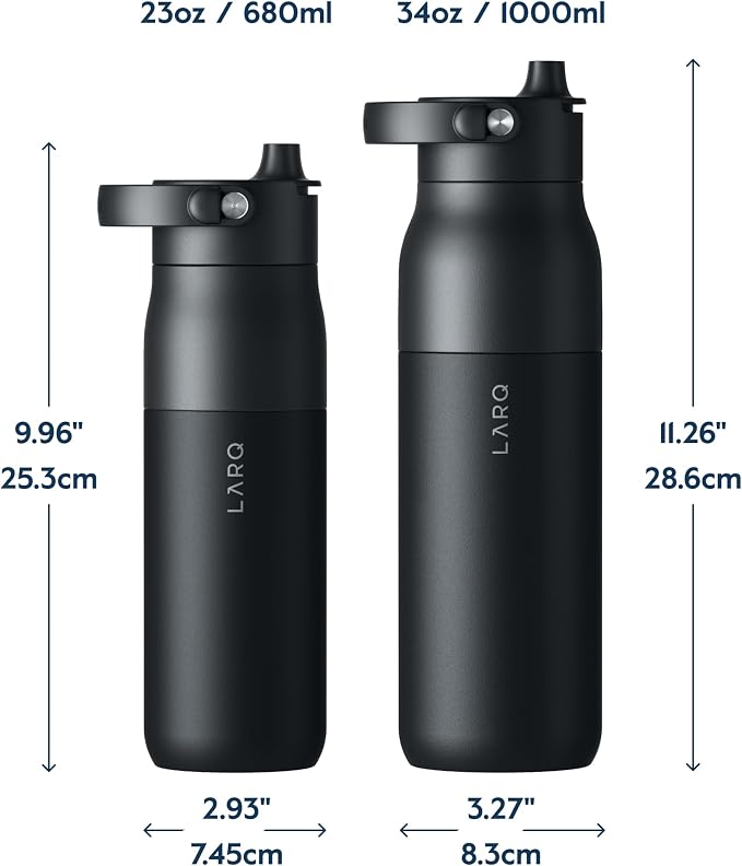 LARQ Summer Swig Set: Bottle Swig Top 23oz Obsidian Black Filter Straw
