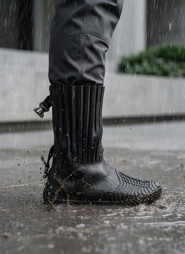 MUNK SAS Waterproof Latex Shoe Covers - Reusable Rain Boots Protectors with Anti-Slip Sole for Motorcycles, Hiking, Mud and Outdoor Use