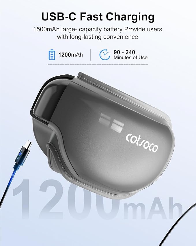 cotsoco Eye Massager with Heat & Bluetooth Music, Mothers Day Birthday Gifts for Women, Reduce Eye Strain, Headache Relief and Improve Sleep, Eye Care Device for Migraine-Grey