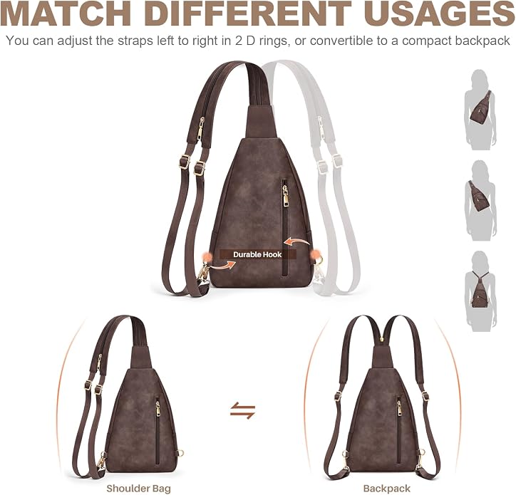 SYTRAH Anti Theft Sling Bag for Women, RFID Crossbody Purses Convertible Sling Backpack, Cross Body Purse Chest Bag