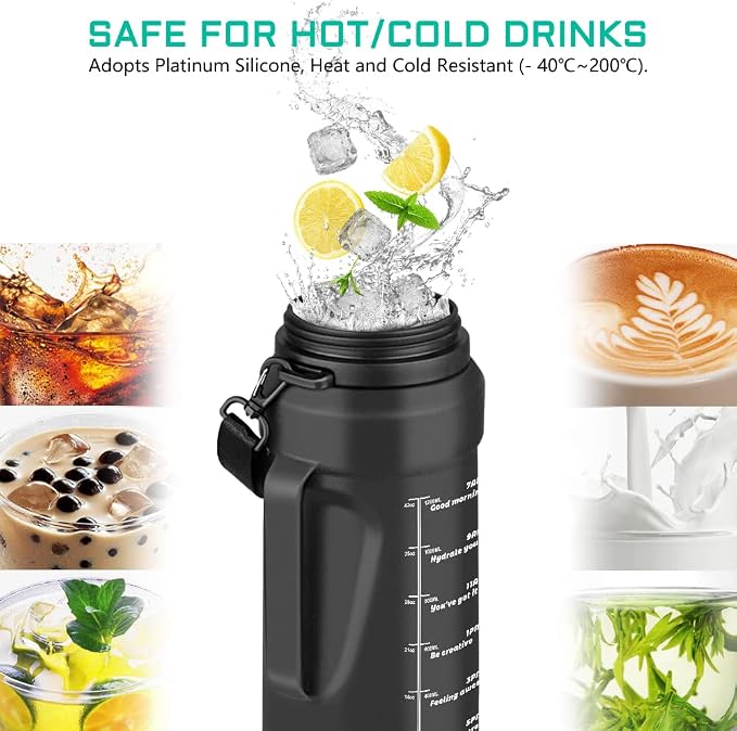 Nefeeko Collapsible Water Bottles, 1.5L Reusable Collapsible Water Bottle for Travel Leakproof, BPA Free Foldable Silicone Water Bottles with Straw for Traveling Sport Gym Camping Hiking
