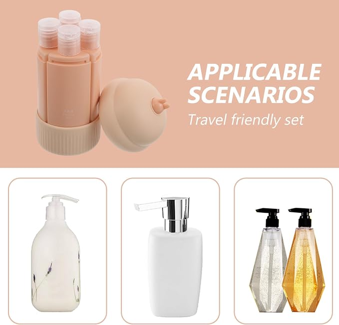 2pcs Portable Silicone Travel Bottles, 4-in-1 Leak-Proof Squeeze Containers Set, Mini Liquid Toiletry Bottles for Travel, Camping, Gym, Daily Use 60ml