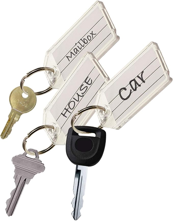 Lucky Line Extra Strength Key Tag with Split Ring, Clear, 100 Per Display Box (20400)