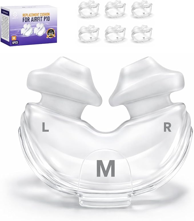 AirFit P10 Nasal Pillow Cushion - Compatible with Resmed P10 Mask - Value Pack - Leak-Free Seal & Lightweight Comfort Replacement Supplies for Uninterrupted Sleep - 6 Pack Medium