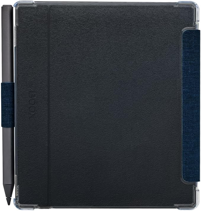 Pen Holder Case for Onyx Boox Go Color 7 (Gen 1/2, 2024/2025) / Boox Go 7 Ultra-Thin Enhanced Auto Sleep/Wake Cover with Transparent TPU Back & Magnetic Closure (Cloth Bark Blue)