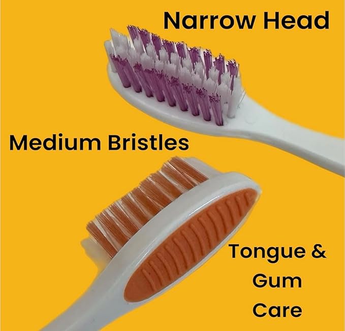 Pack of 2pc Comfort Hold Travel Toothbrush On The Go Folding Medium Bristle Brushes Compact Size Ergonomic Foldable Tooth Brush Camping Gym School Locker Backpack TSA Approved - Assorted Colors