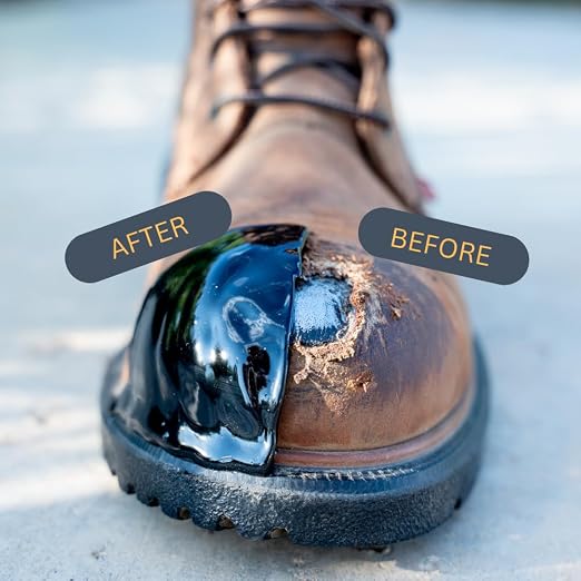 Work Boot Toe Protector Two Pack, Liquid Boot Guard, Brown Adhesive Shoe Crease Protector and Scuff Preventer for Waterproofing and Hole Repair - Heavy Duty Shoe Covers for Any Size & Style of Boots