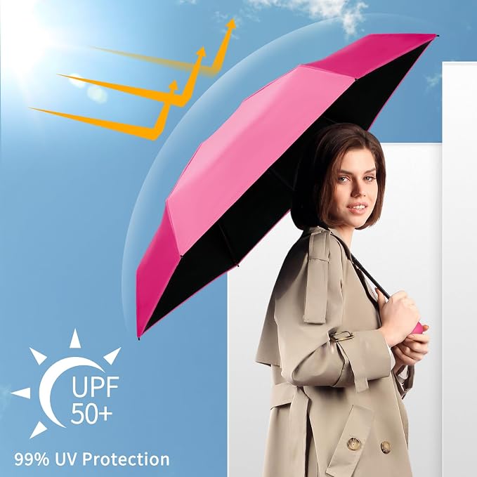 Yoobure Travel Umbrella Portable Compact Umbrellas, Pocket Mini for Purse, Umbrellas for UV Sun & Rain Small for Backpack, Umbrella with Case Folding for Kids Women