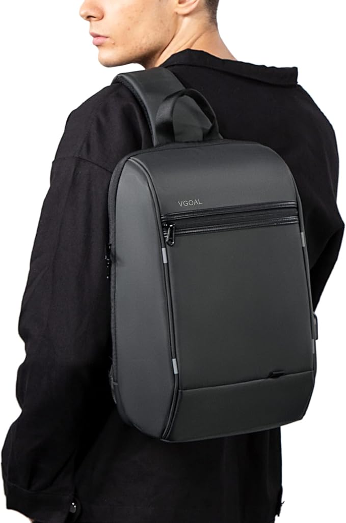 Kingsons 13" Anti-Theft Laptop Sling Backpack. Waterproof nylon, USB port. Ideal for travel, hiking, camping. (FG6301-Grey)