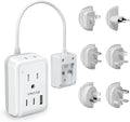 VINTAR Universal Travel Adapter Kit, 0.5ft Detachable Extension Cord with 2 AC Outlets & 3 USB(2 USB C), Type A/C/G/D/I/M International Power Adaptor for US to Europe UK India South Africa Japan
