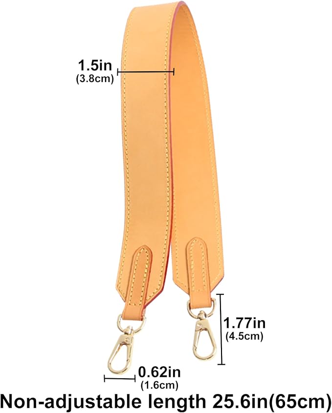jiesinlov Vachetta Leather Straps Replacement Bag Shoulder Strap for Neverful Tote Handbag(W1.5in,L25.6in-Beeswax)