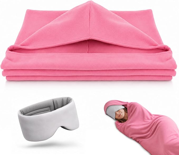 Sleep Pod Set for Deep Sleep - Wearable Sleeping Bag with Soft Weighted Warm Fabric & Premium Eye Mask, Cozy Slumber Wrap for Home Lounging, Camping & Long Travel, Restful Sleep Companion Combo