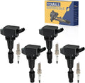 UF764 Ignition Coils Pack + 93175 Iridium Spark Plugs Fits for 2015-2019 Sonata 2016-2020 Santa Fe 2018-2021 Tucson 2016 Rondo 2016-2020 Sorento Optima 2017-2022 Sportage 4 Pcs Full Set