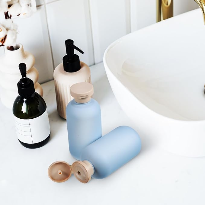 Healeved 2pcs Travel Toiletries Bottles Leak Refillable Containers for Shampoo Lotion Stylish Each for Outdoor Adventures and Business Trips
