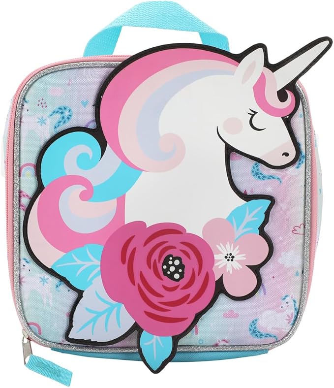 Floral Unicorn 5-Piece Backpack & Lunchbox Set With Water Bottle