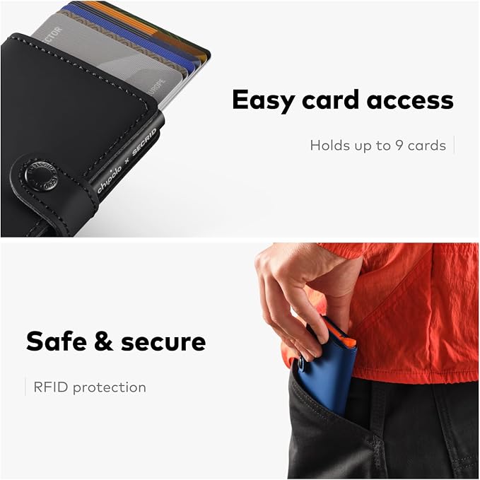 Chipolo x Secrid Trackable Miniwallet, Leather Slim Wallet, incl. Rechargeable Bluetooth Tracker Chipolo Card, Works with Apple Find My or Google’s Find Hub with Call Your Phone & Out of Range Alerts