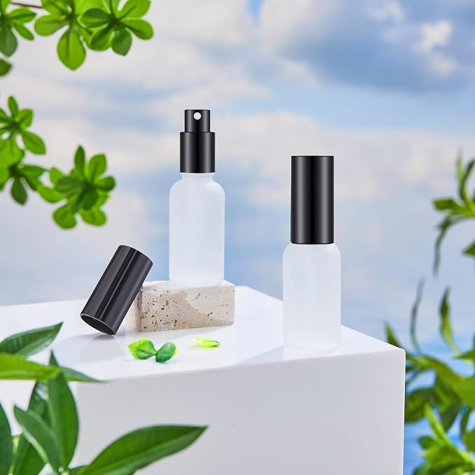Roshtia 30 Pcs Glass Spray Bottle Clear Empty Bottles Small Refillable Reusable Perfume Bottle with Fine Mist Sprayer Pump for Face Body Travel(1oz,Black)