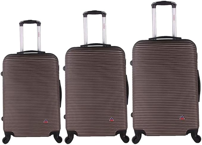 InUSA ROYAL Hardside Luggage Set with Spinner Wheel | Spacious Travel Suitcases with Ergonomic GEL Handle and Studs | (20/24/28) 3 Piece Luggage Set | Brown