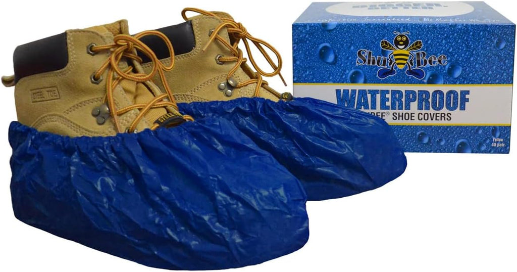 ShuBee Waterproof Shoe & Boot Covers Slip-Resistant Disposable for Plumbing Construction Floor Protection - 40 Pair