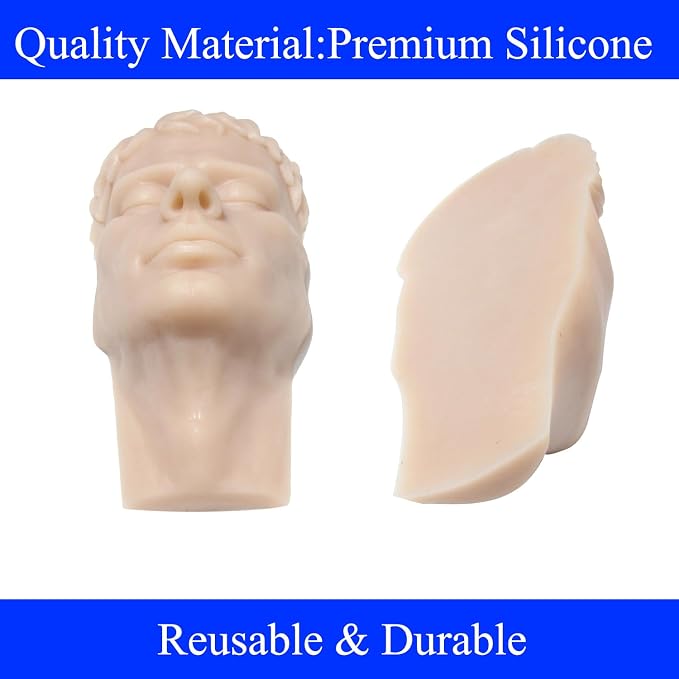 JUYO VONSAN Injection Training Mannequin Face Silicone Head Facial Injection Face Nose Model （Not TPE） for Piercing Tattoo Practice Medical Student (Woman Head)