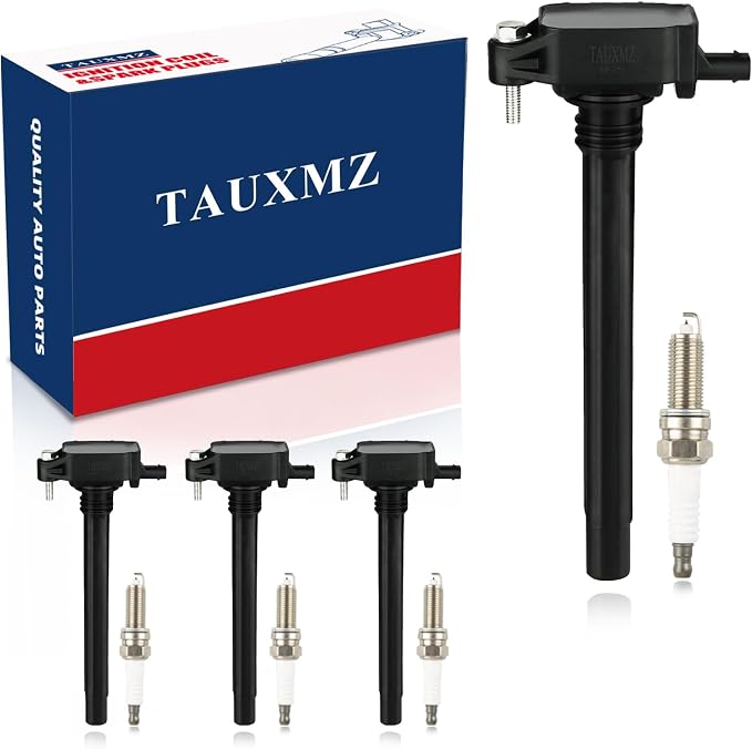 Ignition Coil Pack UF751 and Spark Plugs 4469 Compatible with 2.4L L4 for Chrysler/for Dodge Fiat/for Jeep Ram 200 Dart 500X Cherokee Renegade ProMaster City- Replaces 68242286AA, 68242286AB