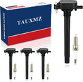 Ignition Coil Pack UF751 and Spark Plugs 4469 Compatible with 2.4L L4 for Chrysler/for Dodge Fiat/for Jeep Ram 200 Dart 500X Cherokee Renegade ProMaster City- Replaces 68242286AA, 68242286AB