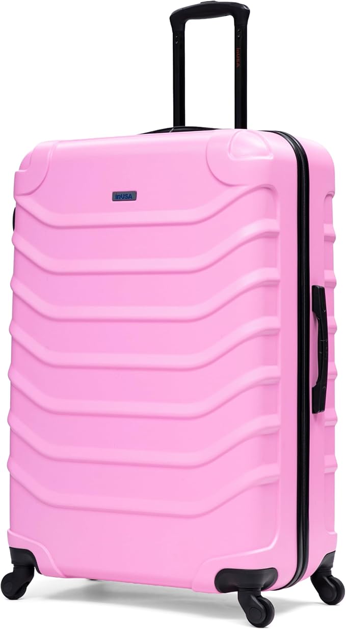 InUSA ENDURANCE Luggage with Spinner Wheels | Durable Lightweight Hardside Suitcase, Travel Bag with Handle and Trolley, 32-Inch Extra-Large Checked Luggage | Pink