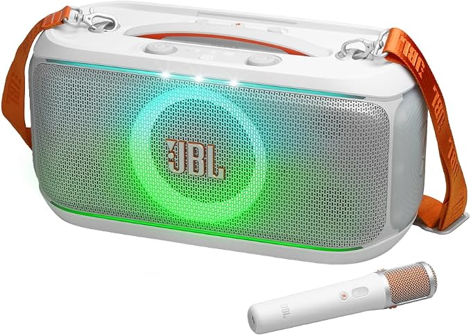 JBL PartyBox On-The-Go 2 Portable Party Speaker with gSport Carrying Bag (White)