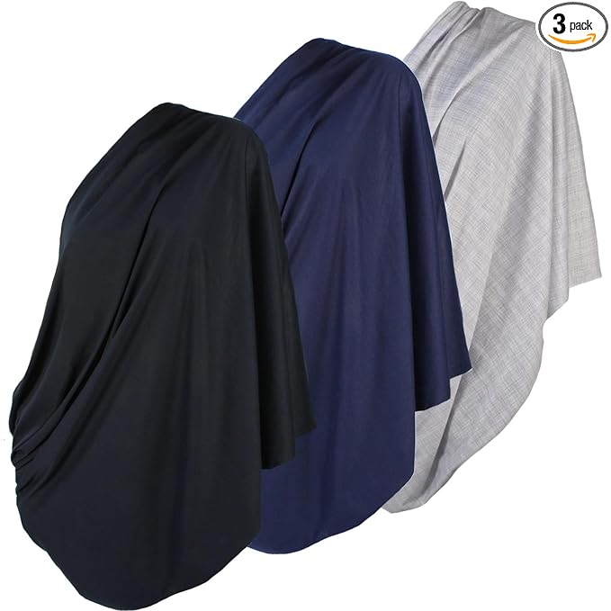 3 Pack Nursing Covers for Breastfeeding – Soft Infinity Scarf, Privacy Cover-Up Shawl – Lightweight, Breathable Nursing Wrap (Navy Blue, Grey, Black)