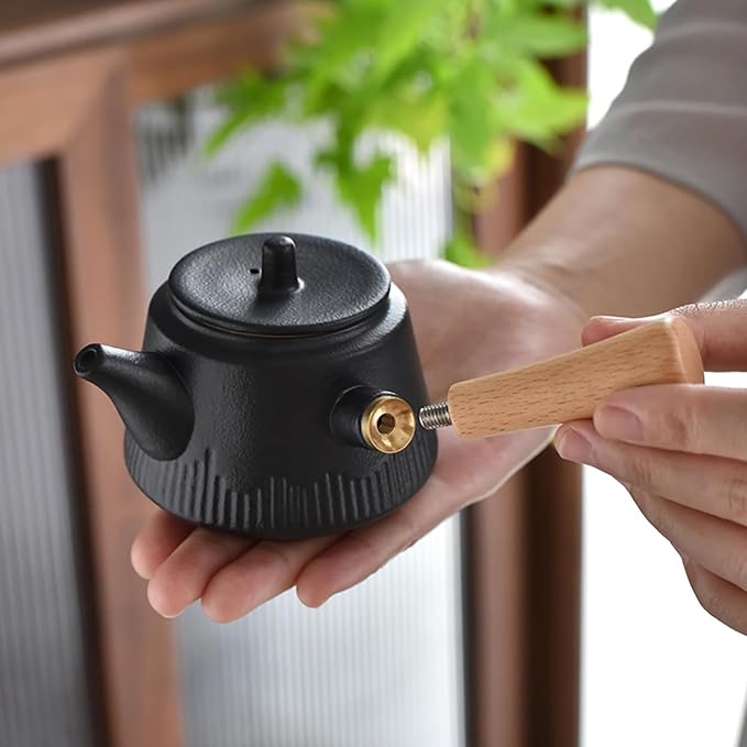 Japanese Tea Set Traditional, Chinese Gongfu Tea Set for Adults, Kung Fu Teaset for Women Side Handle Teapot (Ceba 6cups)